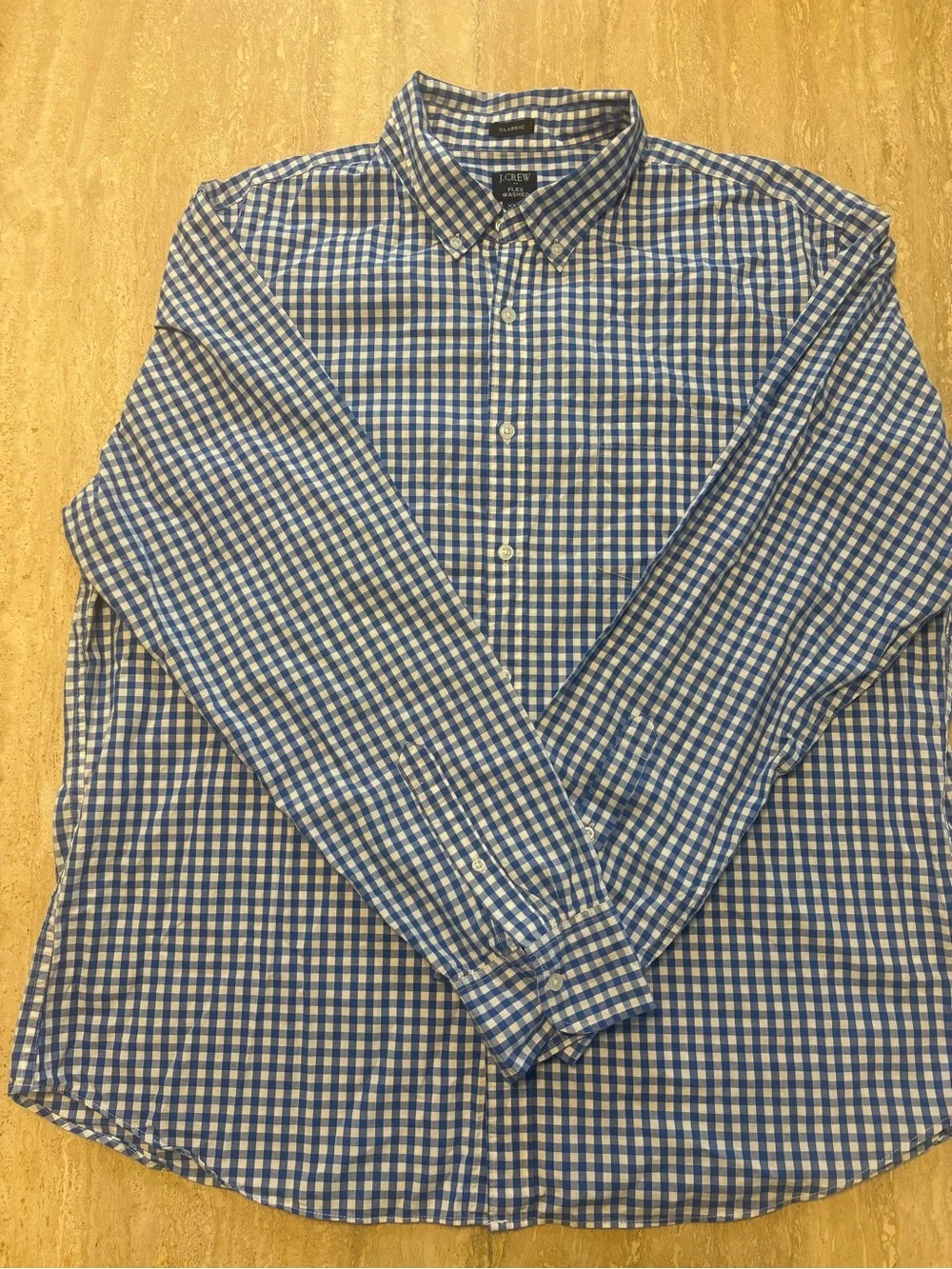 Lot of 2 J.Crew Mens XXL Flex Washed Classic Fit Gingham Button Down Shirts #007